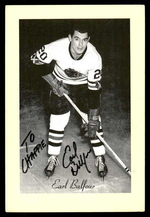 Earl Balfour Autographed 1944-63 Beehive Group 2 4.5x6.5 Photo Chicago Blackhawks "To Chappie" SKU #176826 - RSA