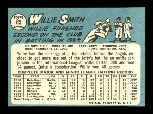 Willie Smith Autographed 1965 Topps Rookie Card #85 Los Angeles Angels "Best Wishes" SKU #170406 - RSA