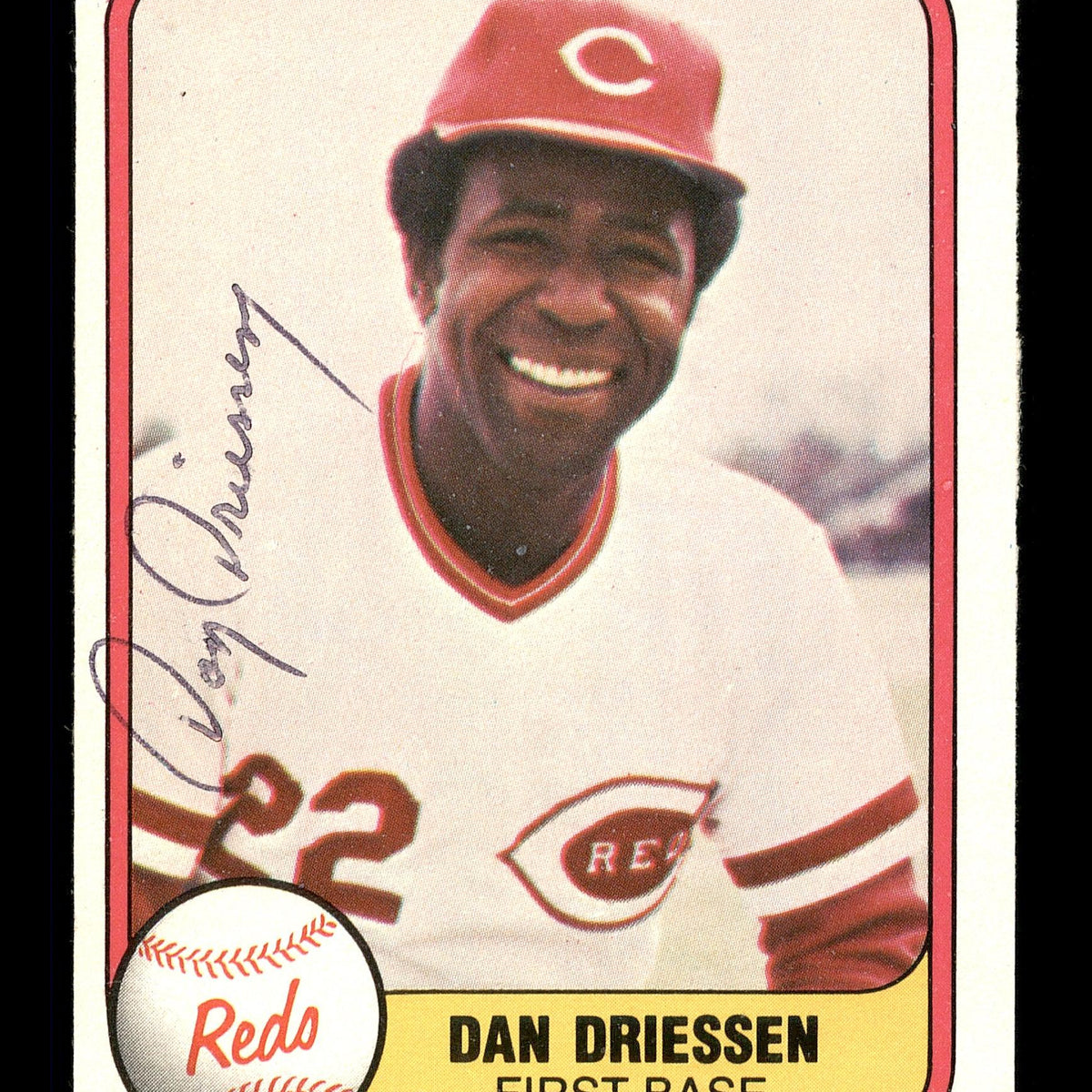 Dan Driessen Autographed 1981 Fleer Card #205 Cincinnati Reds SKU #166 — RSA