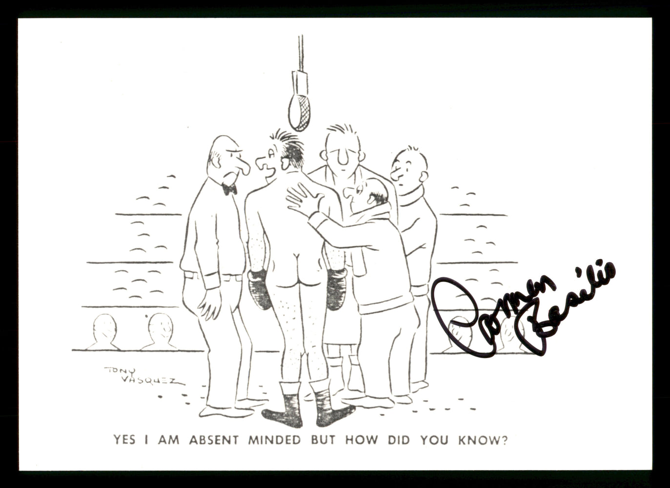 Carmen Basilio Autographed 5x7 Comic Photo SKU #186835 - RSA