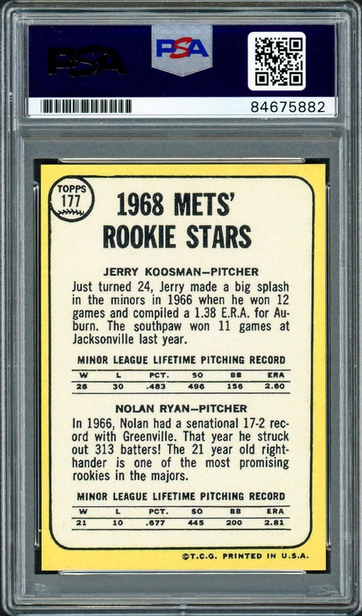 Nolan Ryan & Jerry Koosman Autographed 1968 Topps Reprint Rookie Card #177 New York Mets PSA/DNA Stock #208715 - RSA