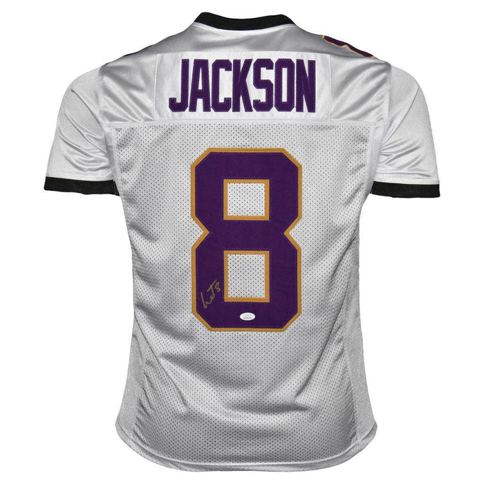 Lamar Jackson Signed Gold Ink Baltimore Pro Custom White Football Jers — RSA