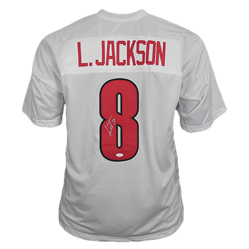 Lamar Jackson Signed College Edition Red Football Jersey (JSA) — RSA