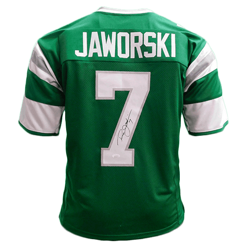 Ron Jaworski Autographed Green Pro Style Jersey- JSA Witnessed Auth *7