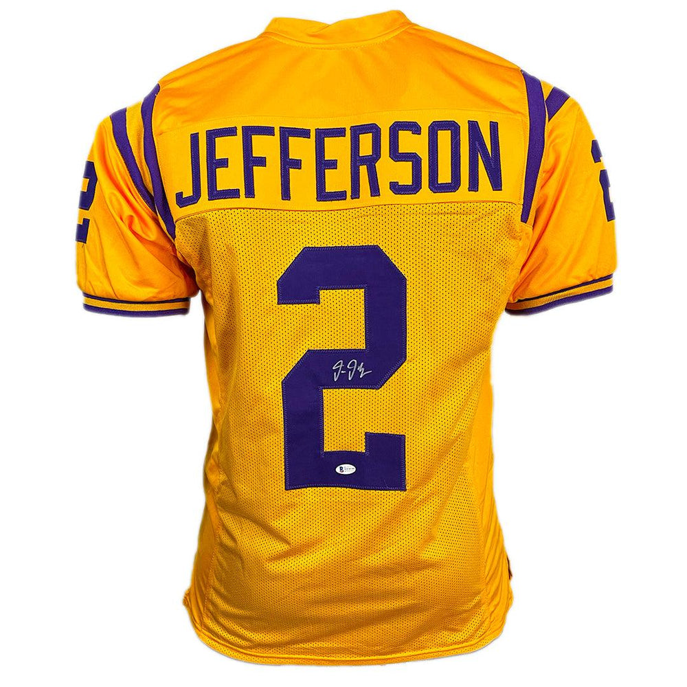Justin Jefferson Signed LSU College Yellow Football Jersey (Beckett)