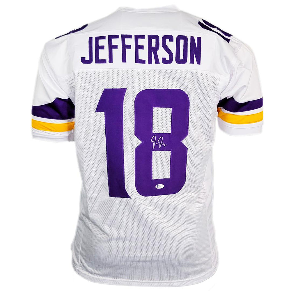 Justin Jefferson Signed Minnesota White Football Jersey (Beckett) — RSA