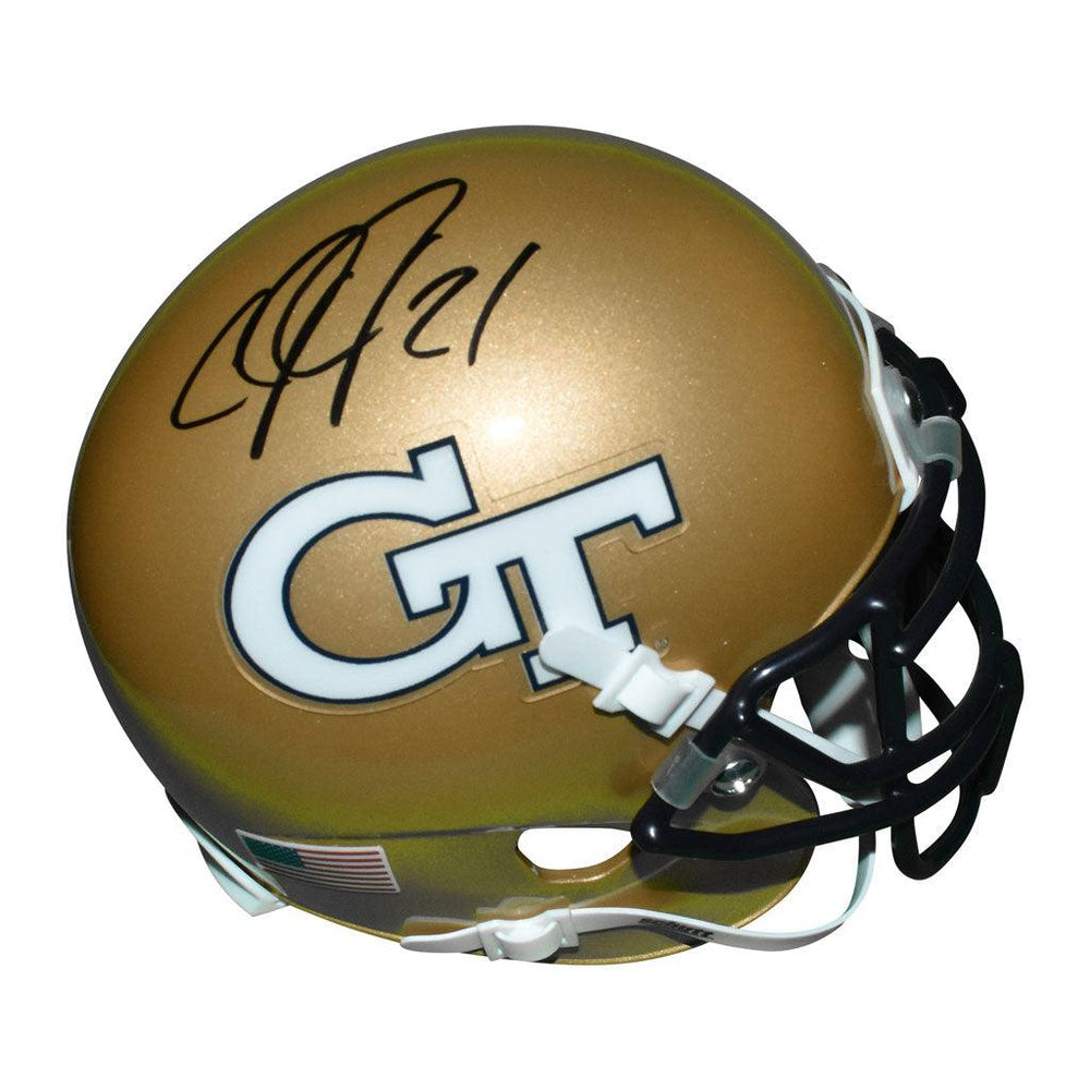 Calvin Johnson Signed Georgia Tech Yellow Jackets Mini Schutt Replica — RSA