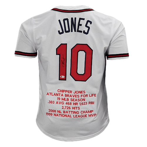 Atlanta Braves Chipper Jones Signed Pro Style Grey Jersey JSA Authenticated