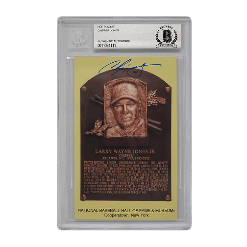 Autographed/Signed Chipper Jones HOF Hall Of Fame Baseball Plaque