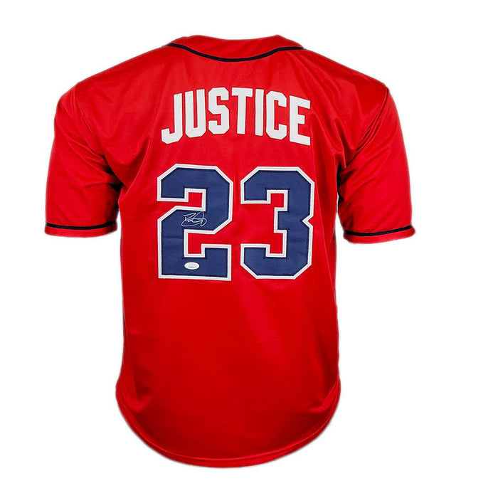 Dave Justice Signed Atlanta Red Baseball Jersey (JSA) - RSA