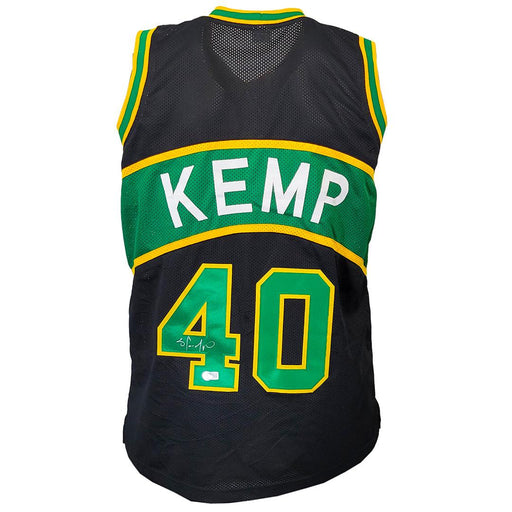 Shawn Kemp Signed Seattle Black Basketball Jersey (Beckett) - RSA
