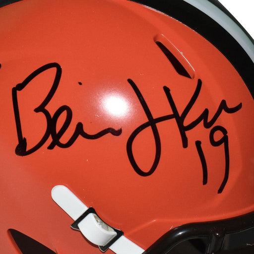 Bernie Kosar Signed Cleveland Browns Speed Mini Replica Orange Football Helmet (JSA) - RSA