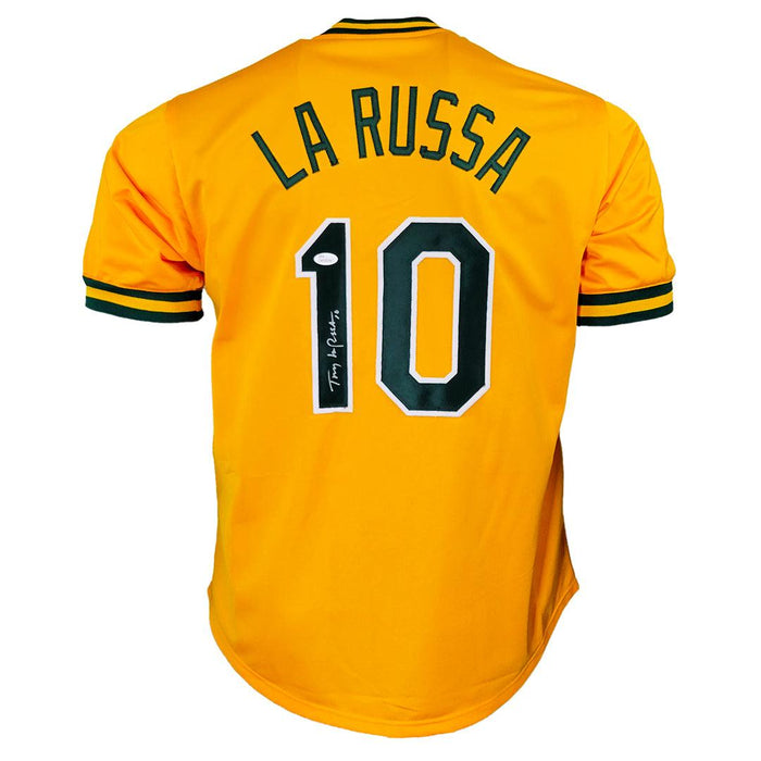 Tony LaRussa Signed Oakland Yellow Baseball Jersey (JSA)
