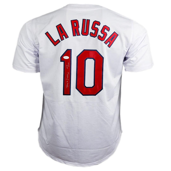 Tony LaRussa Signed HOF 2014 Inscription St. Louis White Baseball Jersey (JSA) - RSA