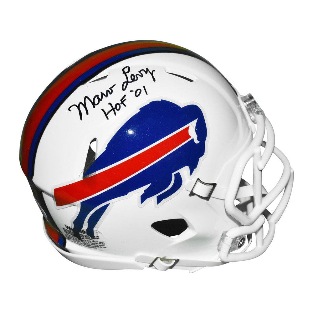 Marv Levy Signed Bills Speed Mini Helmet Inscribed HOF 01