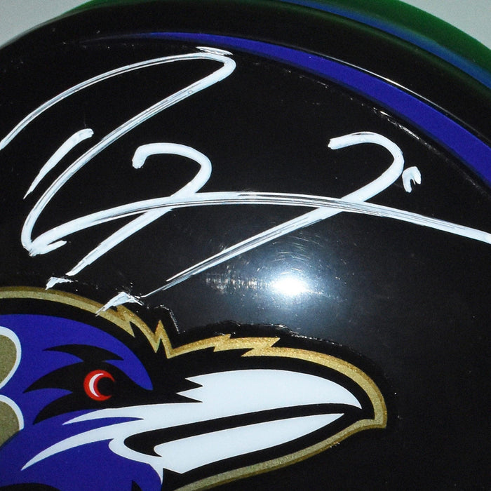 Ray Lewis Signed Baltimore Ravens Mini Replica Black Football Helmet (JSA) - RSA