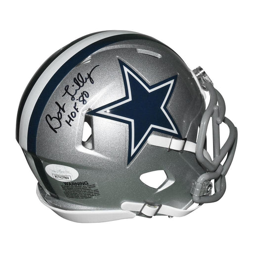 Bob Lilly Autographed Dallas Cowboys Flat White Mini Helmet HOF 80 Beckett