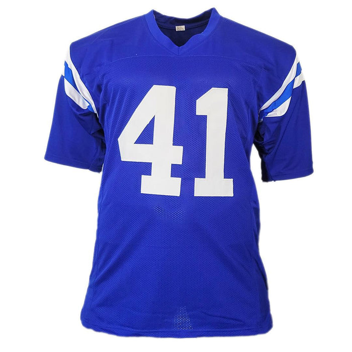 Tom Matte Signed SB V Champs Inscription Indianapolis Blue Football Jersey (JSA) - RSA