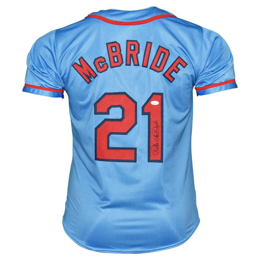 Bake McBride Signed St Louis Light Blue Baseball Jersey (JSA) - RSA