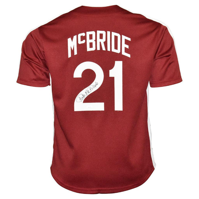 Bake McBride Signed Philadelphia Red Baseball Jersey (JSA)