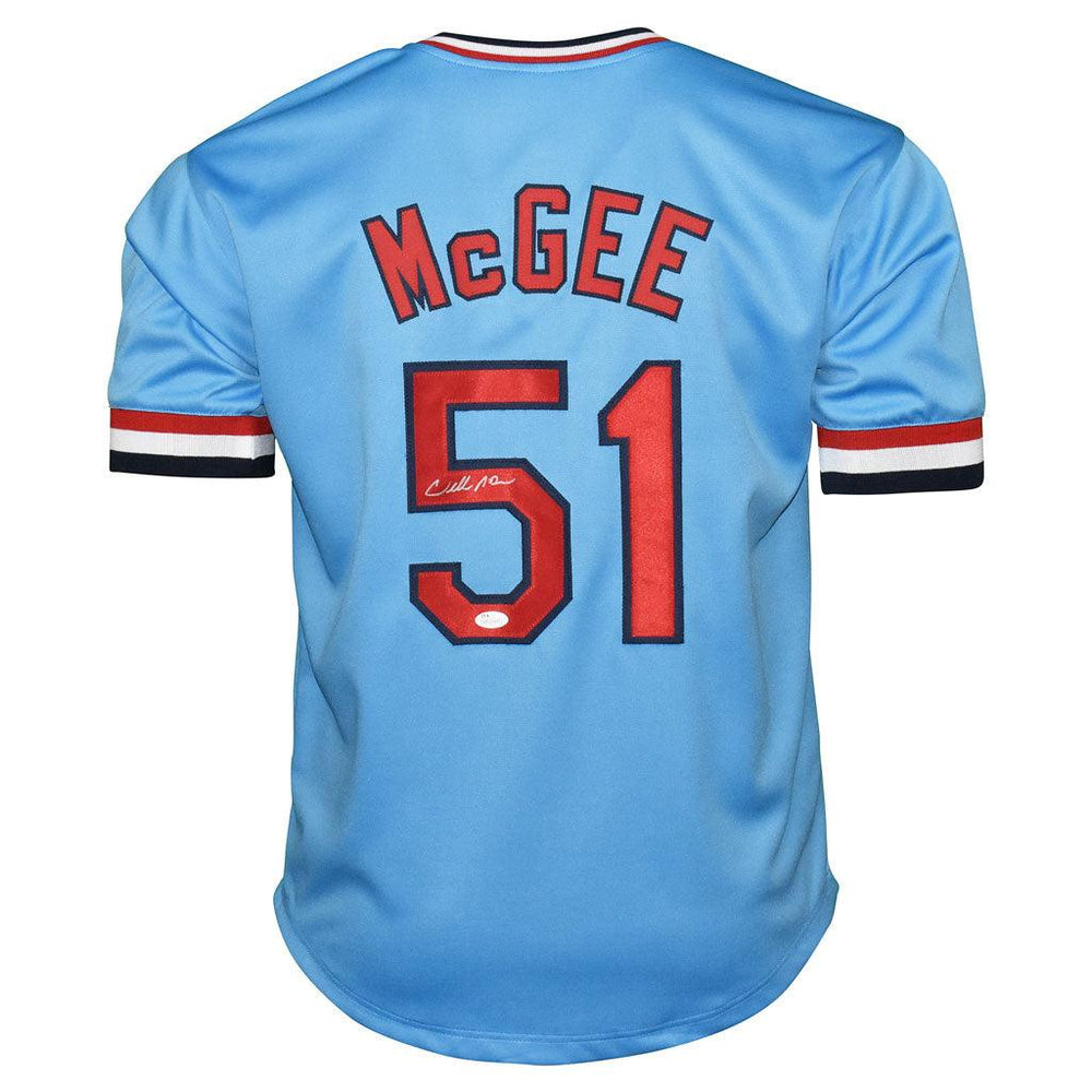 Willie McGee Signed St. Louis Blue Baseball Jersey (JSA) — RSA