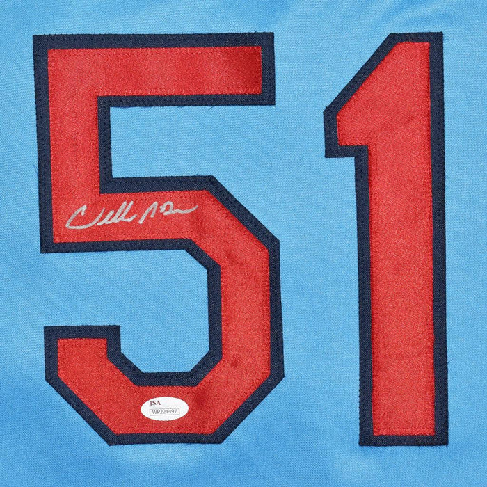 Willie McGee Signed St. Louis Blue Baseball Jersey (JSA)