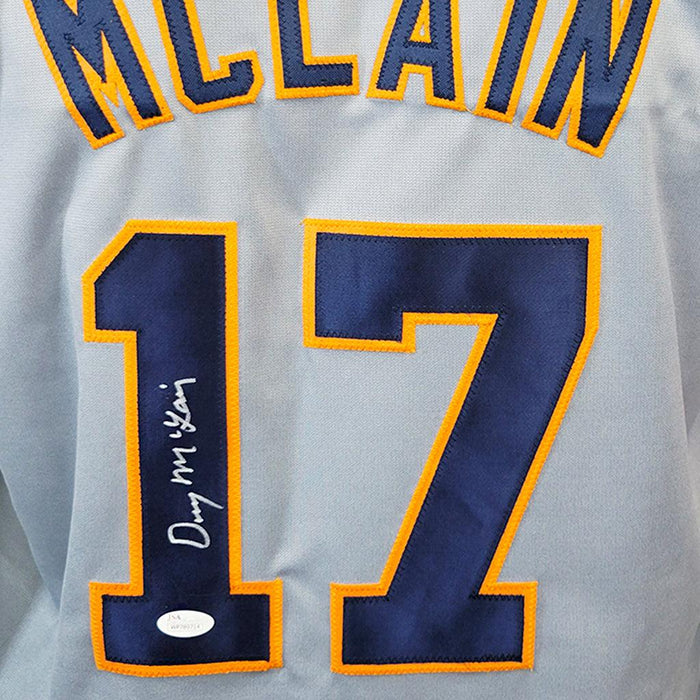 Denny McLain Signed Detroit Grey Double Stitch Numbers Baseball Jersey (JSA)