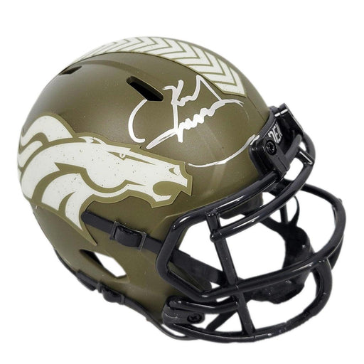 Karl Mecklenburg Signed Denver Broncos Salute to Service Speed Mini Football Helmet (JSA) - RSA