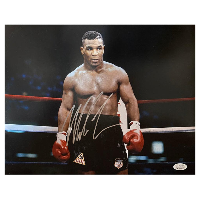 Mike Tyson Signed Staring 11x14 Boxing Photo (JSA) - RSA