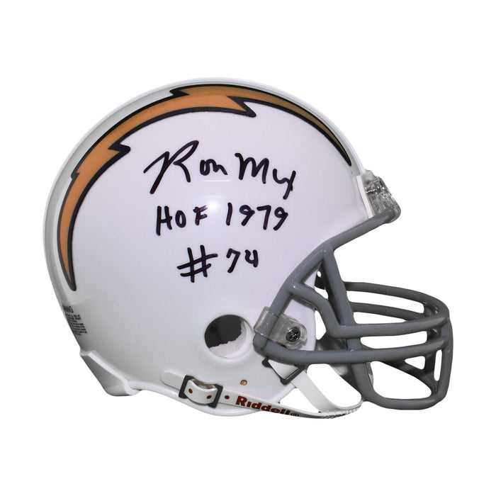 Ron Mix Signed HOF 79 San Diego Chargers White Mini Football Helmet (SGC) - RSA