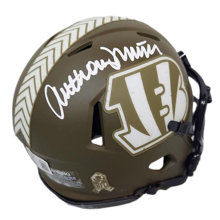 Anthony Munoz Signed Cincinnati Bengals Salute to Service Riddell Speed  Mini Helmet