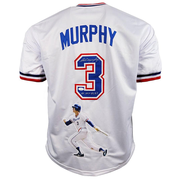 Dale Murphy Signed Atlanta Braves Custom Framed White Jersey with 82, 83 NL MVP Inscription