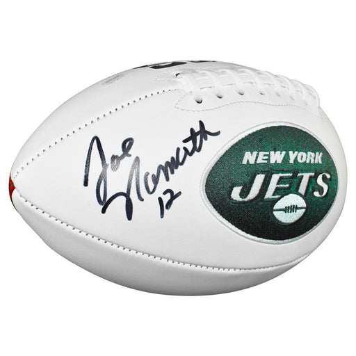 Joe Namath Signed And Inscribed Number 12 Inscription Football Jets White Panel Football (JSA Witnessed) - RSA