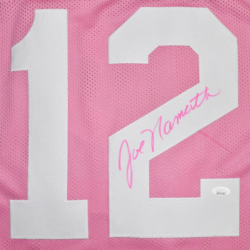Joe Namath Signed Breast Cancer Awareness Jersey Pink and White Custom Jersey (JSA Witnessed) - RSA