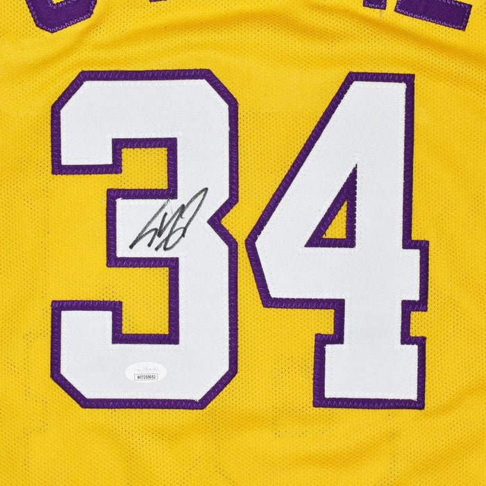 Autographed/Signed Shaquille Shaq O'Neal Los Angeles LA Yellow Basketball  Jersey Beckett BAS COA
