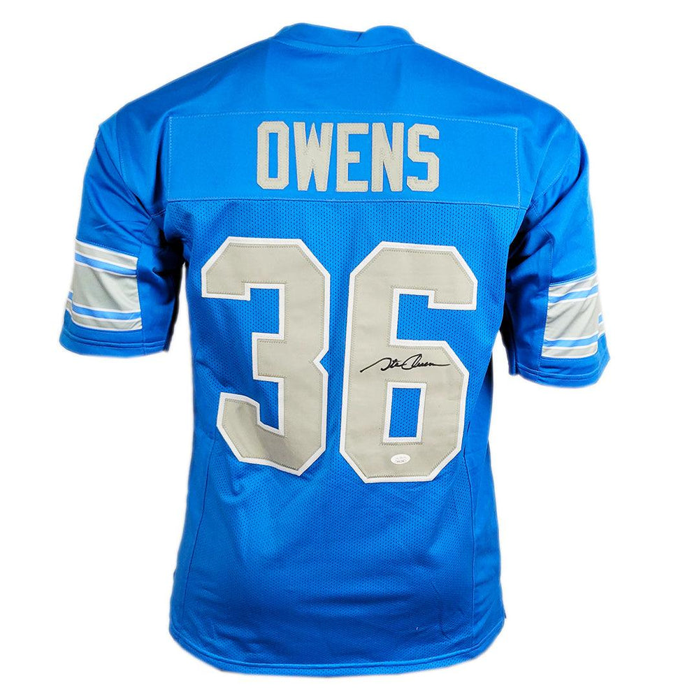 Steve Owens Signed Detroit Light Blue Football Jersey (JSA) — RSA