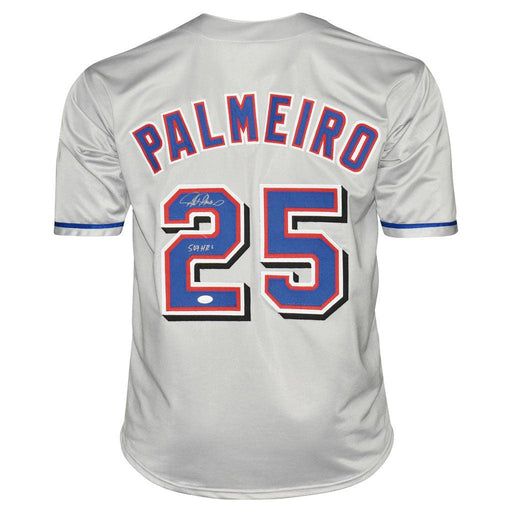 Rafael Palmeiro Signed 569 HRs Inscription Texas Grey Baseball Jersey (JSA) - RSA