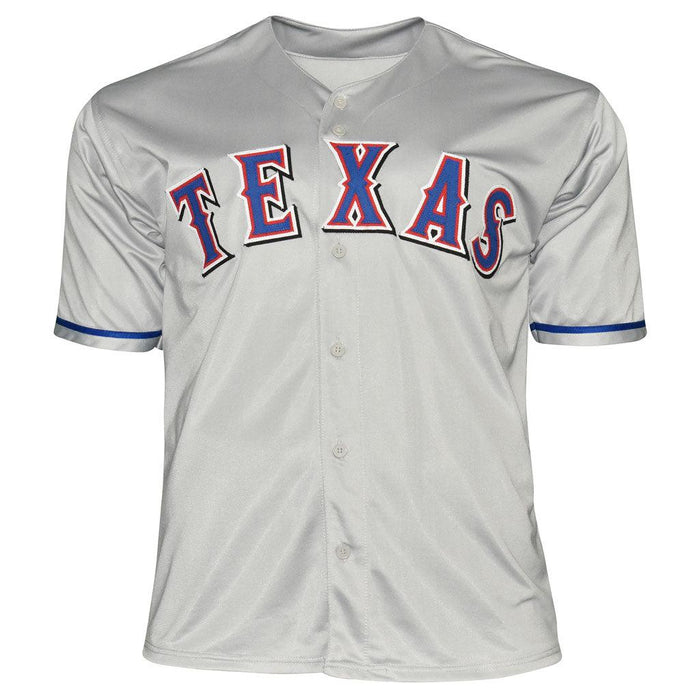 Rafael Palmeiro Signed 569 HRs Inscription Texas Grey Baseball Jersey (JSA) - RSA