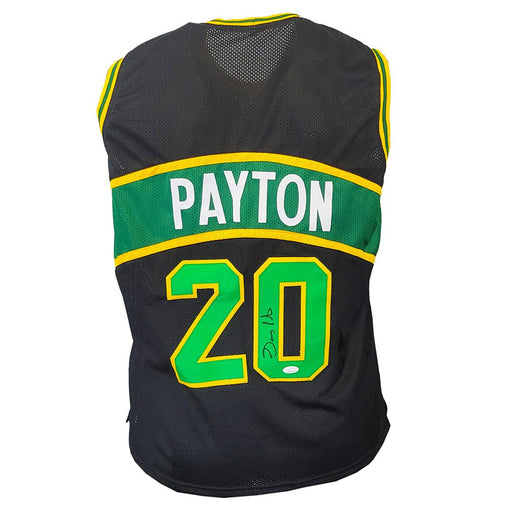 Gary Payton Signed Seattle Black Basketball Jersey (JSA) - RSA