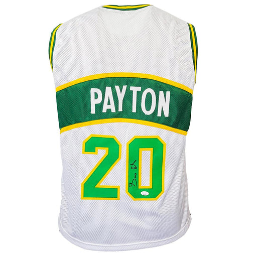 Gary Payton Signed Seattle White Basketball Jersey (JSA) - RSA