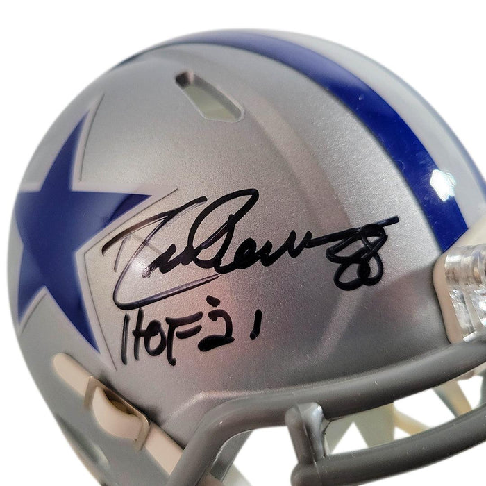 Drew Pearson Signed HOF 21 Inscription Dallas Cowboys Throwback Speed Mini  Replica Football Helmet (JSA)