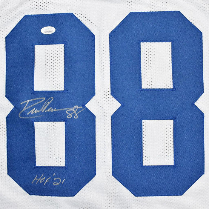 Drew Pearson Autographed Dallas Cowboys Custom White Jersey Inscribed HOF 21