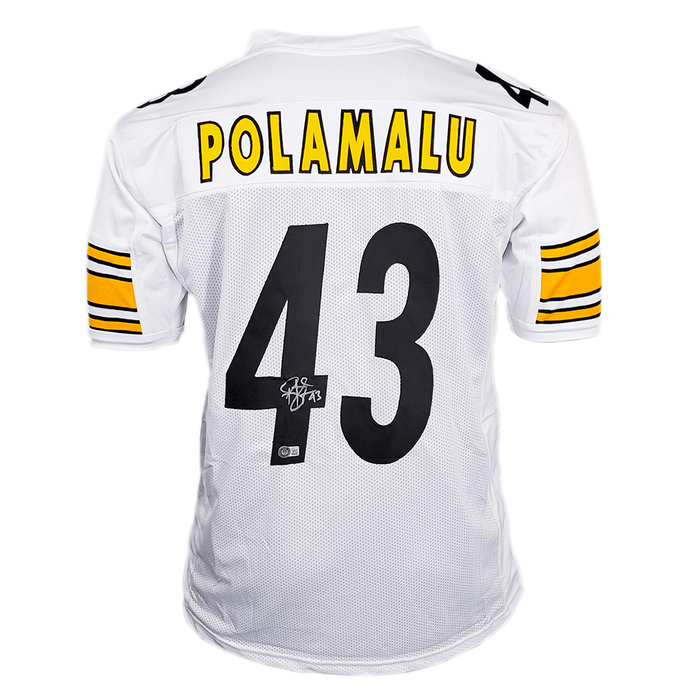 Troy Polamalu Signed Pittsburgh White Football Jersey (Beckett) — RSA