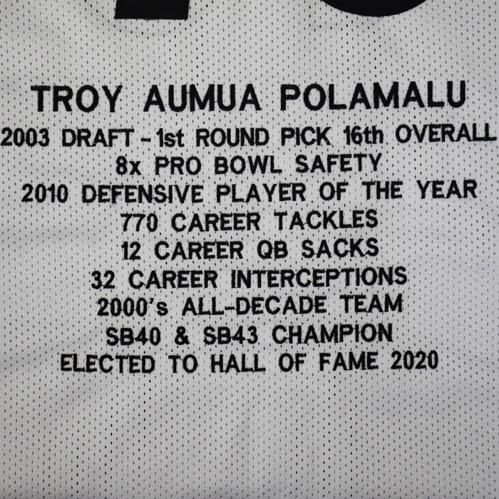 Troy Polamalu Signed Pro-Edition White Stats Football Jersey (JSA) — RSA