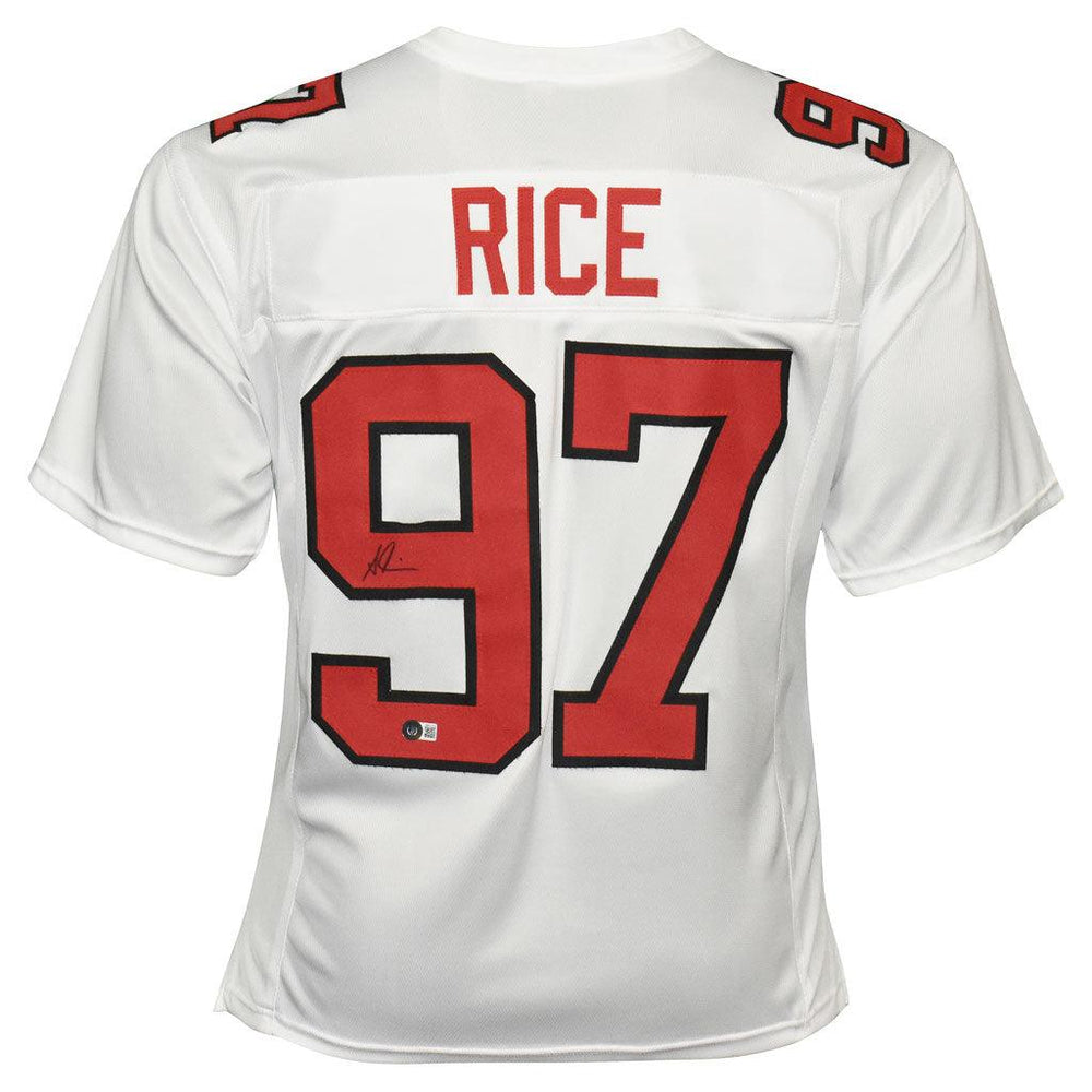 RSA Simeon Rice Signed Arizona White Football Jersey (Beckett)