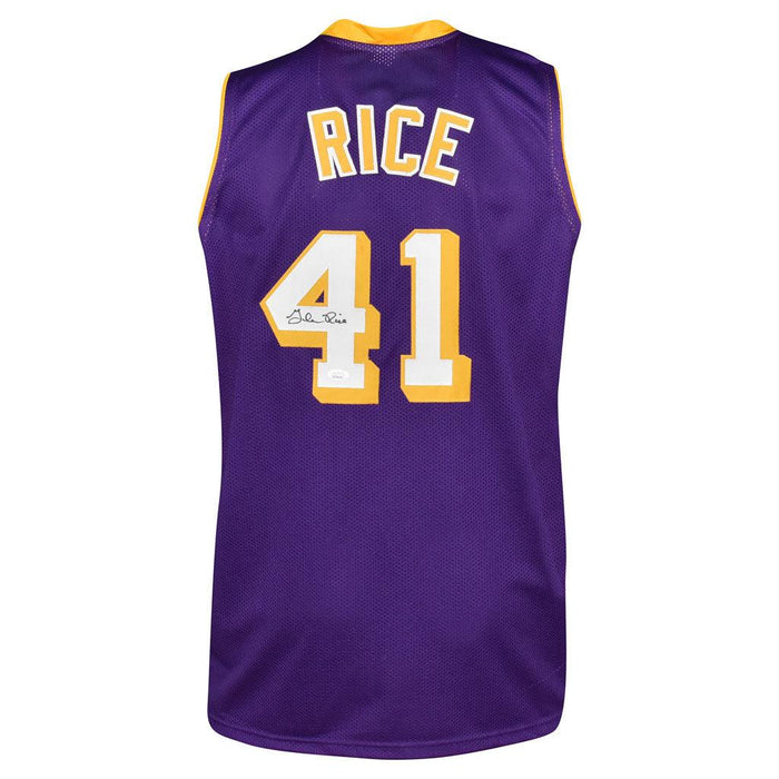 Glen Rice Signed Los Angeles Pro Purple Basketball Jersey (JSA) - RSA