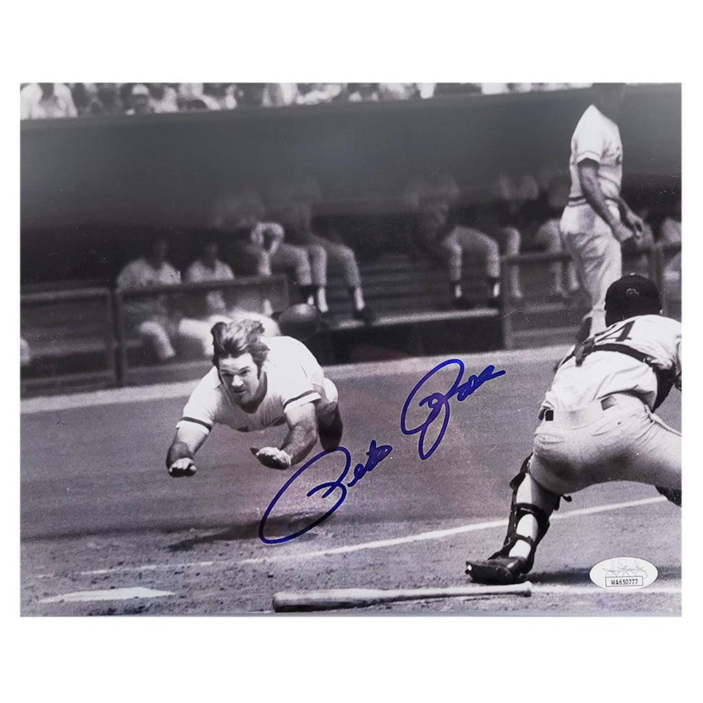 Pete Rose Signed Sliding 8x10 Baseball Photo (JSA) - RSA