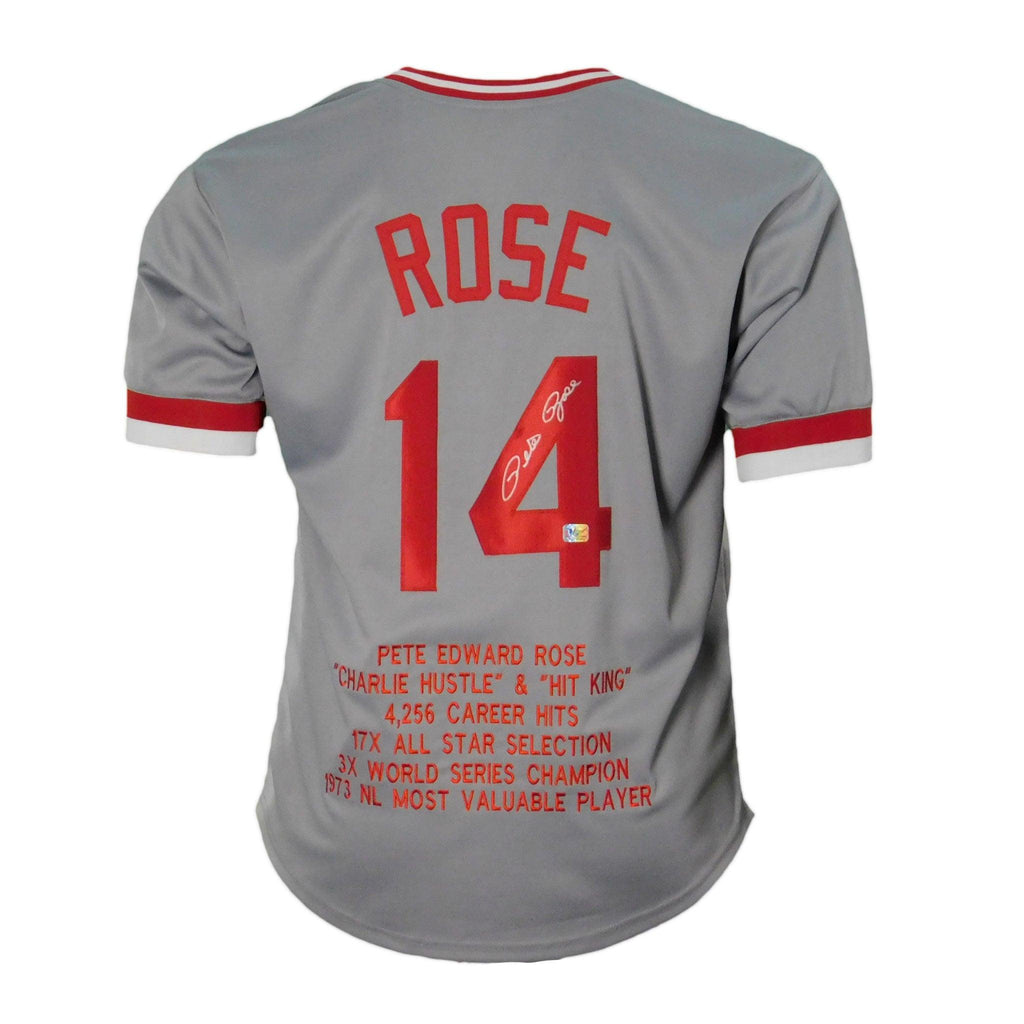 Pete Rose Autographed Stats Jersey (Number 70 of 114)