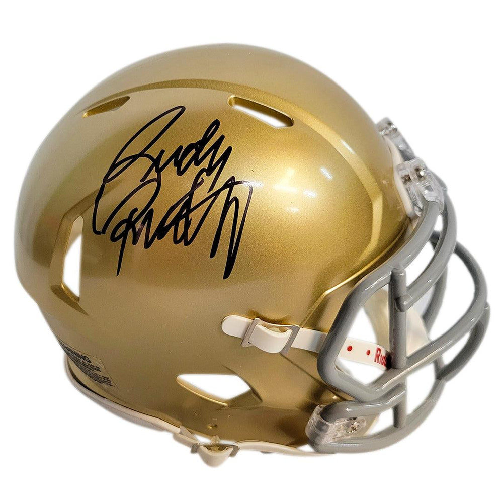 Rudy Reuttiger Signed Notre Dame Fighting Irish Speed Mini Replica Football Helmet (JSA) - RSA