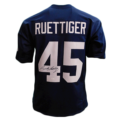 Rudy Ruettiger Autographed College Style Football Jersey Blue JSA